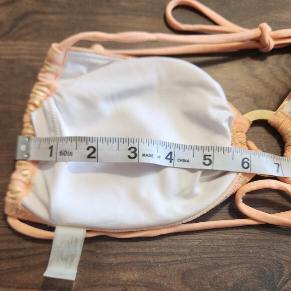 Victoria's Secret Peach & Gold Halter Top Bikini Top Swimsuit Size Medium - Picture 7 of 7